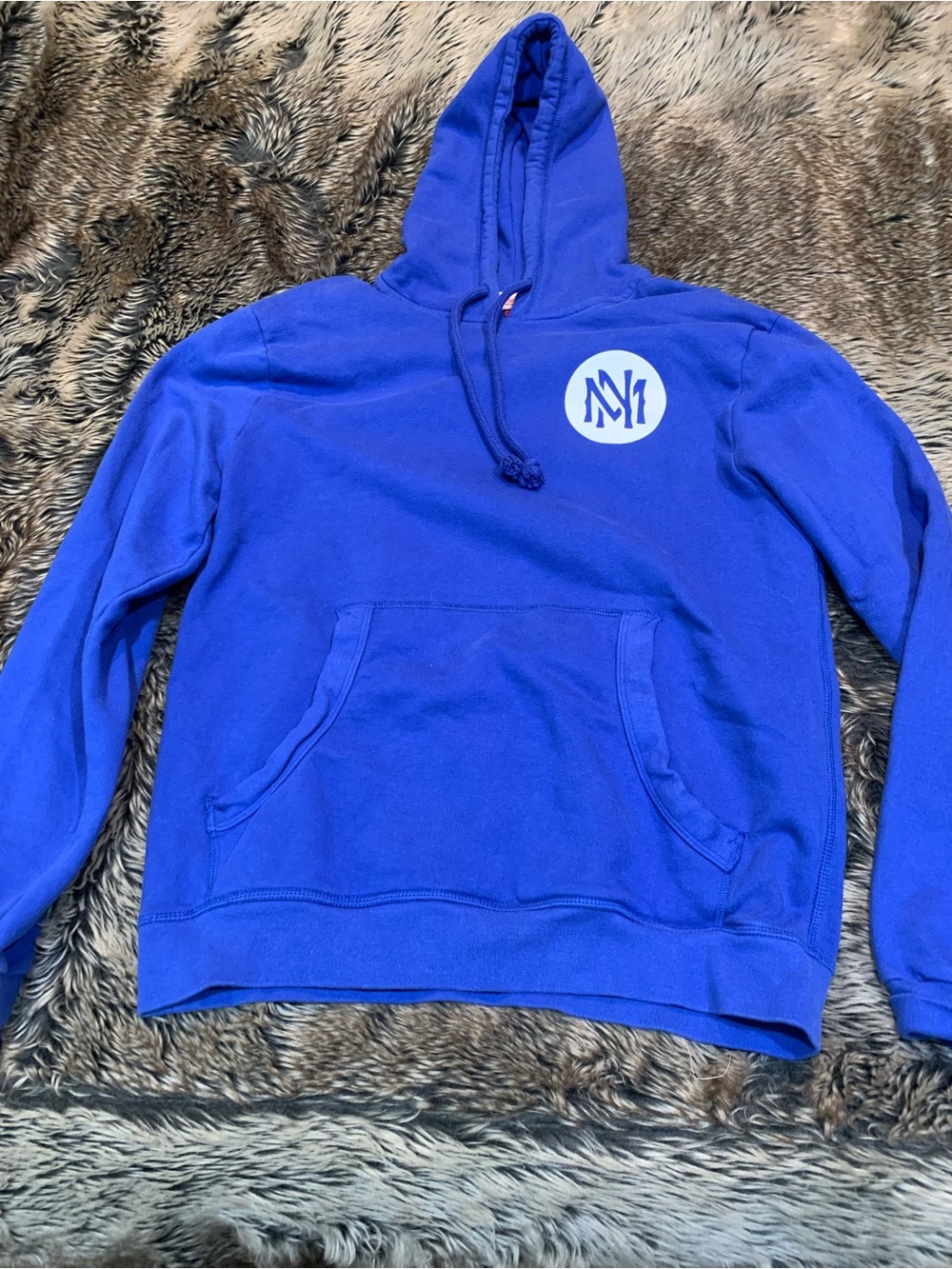 Mitchell & Ness circular logo royal blue hoodie 1904 Size M